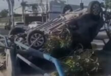 Carro capota em ciclovia e deixa motorista ferido em Campos