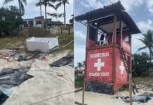 Ventania quebra estrutura de posto e derruba árvores em Saquarema