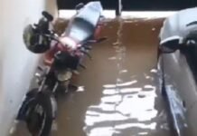 Chuva causa alagamento em bairro de Miracema